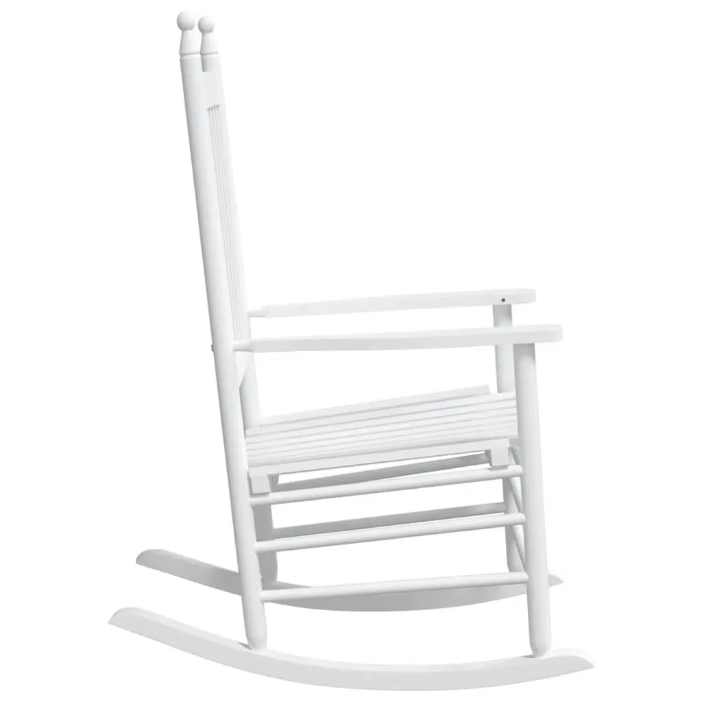 Rocking Chairs Set of 2 White Solid Wood High Back Curved Seat Armrest Porch
