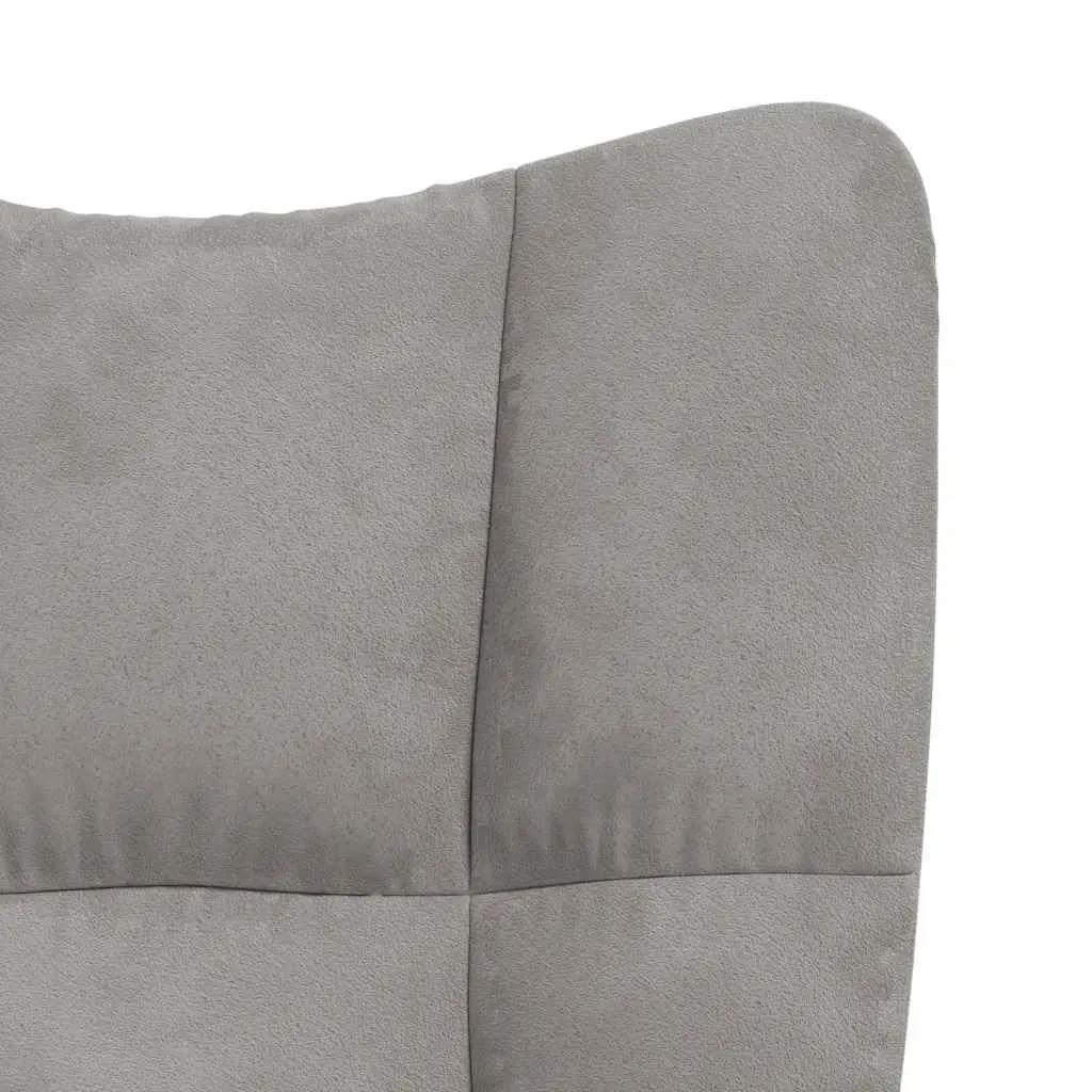 Rocking Chair with Stool Light Grey Velvet Armchair Living Room Relaxing Seat