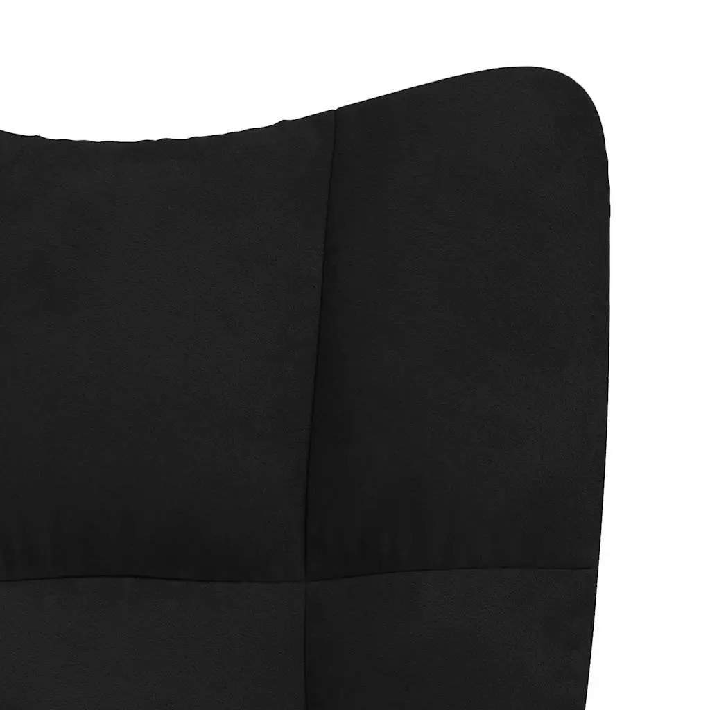 Rocking Chair with Stool Black Velvet Armchair Rocker Lounge Chair Living Room