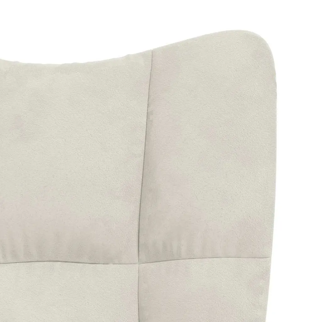 Rocking Chair with Stool Cream White Velvet Thickly Padded Foam