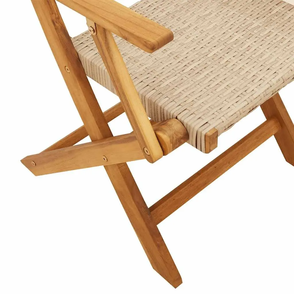 7 Piece Outdoor Garden Dining Set Poly Rattan Acacia Wood Beige
