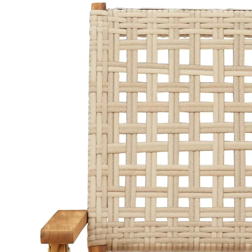 7 Piece Outdoor Garden Dining Set Poly Rattan Acacia Wood Beige