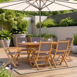 Garden Dining Set 7 Piece Outdoor Furniture Anthracite Foldable Wood Patio