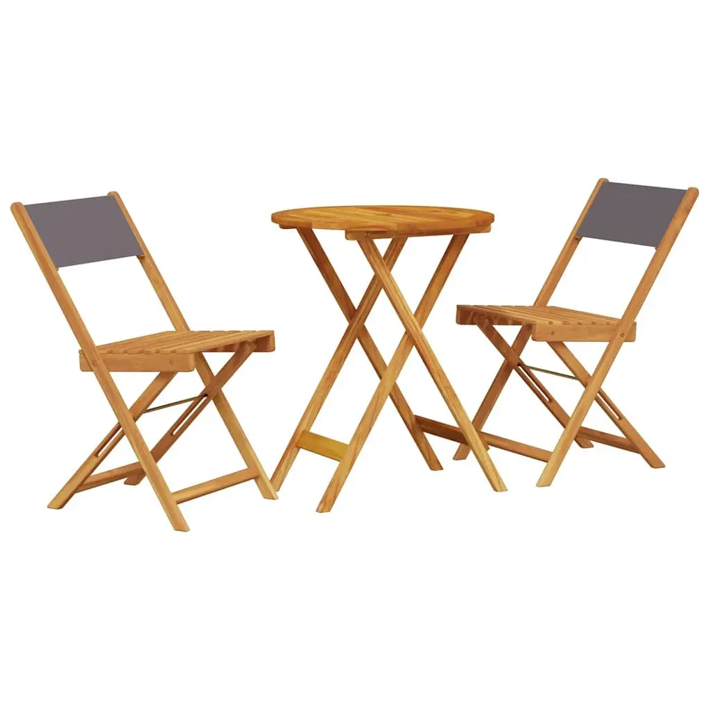 Bistro Set Solid Acacia Wood Foldable Anthracite 3 Piece Outdoor Garden Patio Furniture