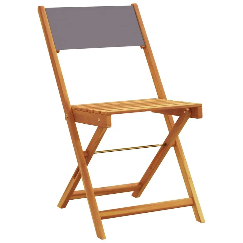 Bistro Set Solid Acacia Wood Foldable Anthracite 3 Piece Outdoor Garden Patio Furniture