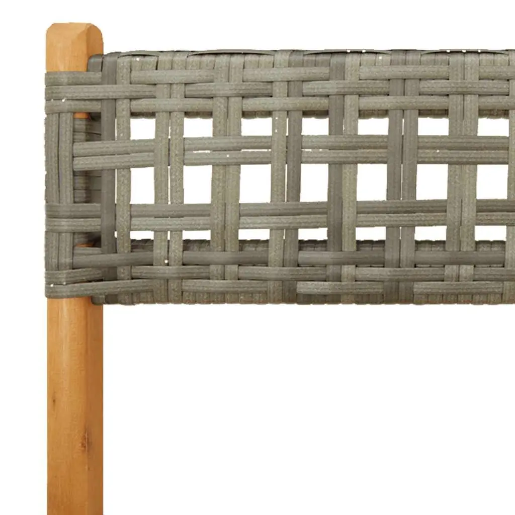 3 Piece Foldable Bistro Set Outdoor Furniture Grey Poly Rattan Acacia Wood