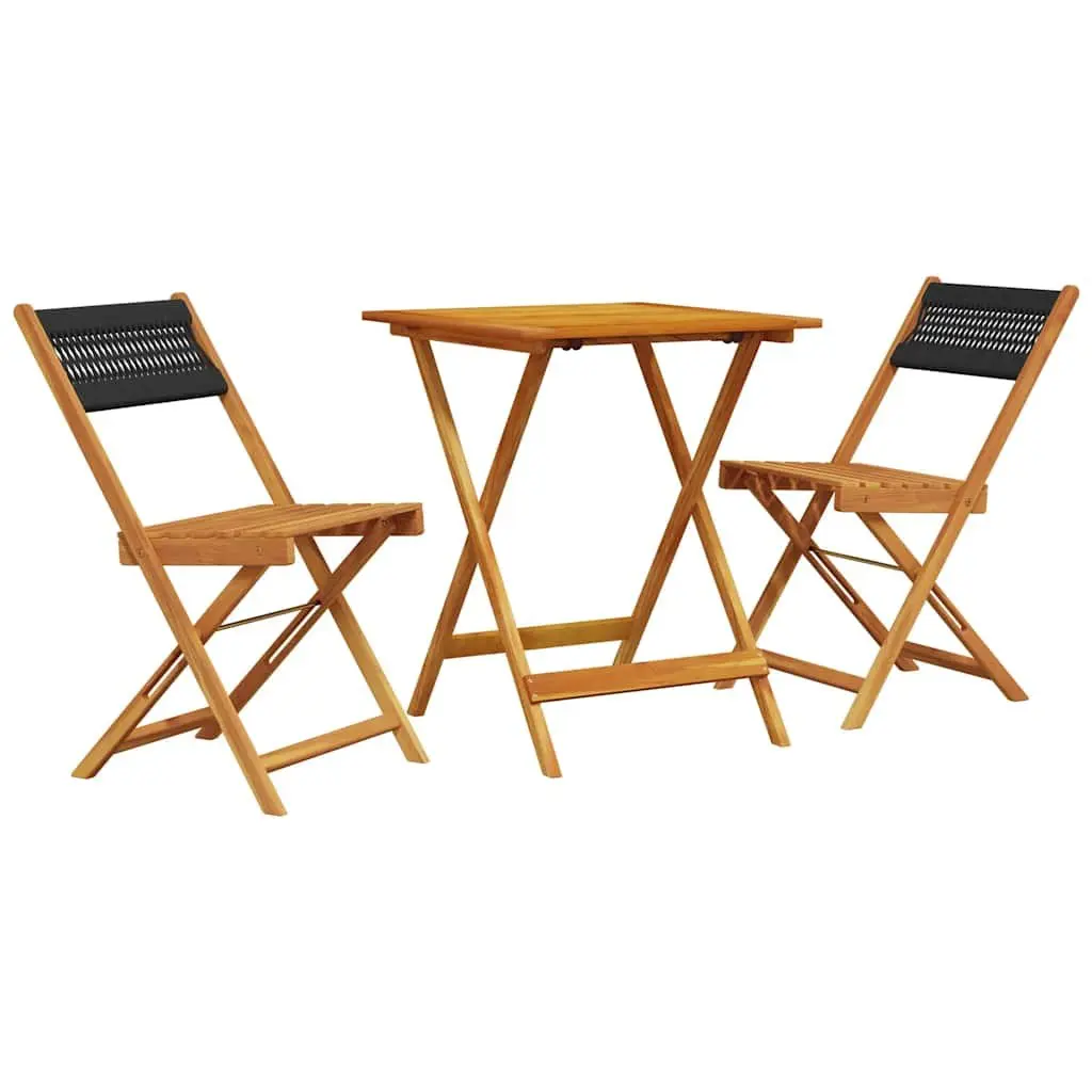 3 Piece Bistro Set Foldable Black Outdoor Garden Furniture