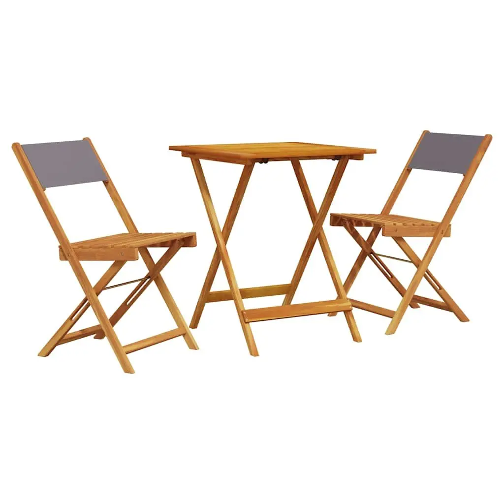 3 Piece Bistro Set Solid Acacia Wood Foldable Anthracite Outdoor Garden Balcony