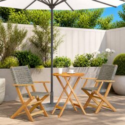 Friendly 3 Piece Bistro Set in Grey with Solid Wood