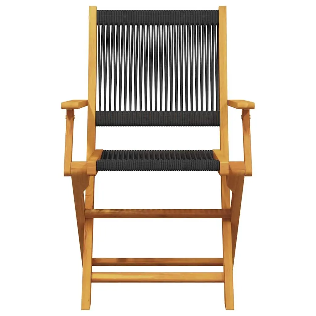 3 Piece Bistro Set Black Foldable Outdoor Garden Furniture Solid Acacia Wood