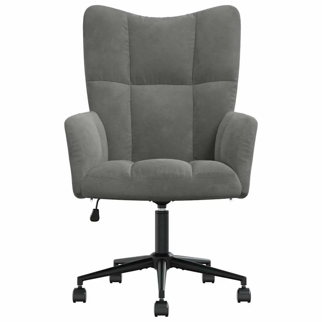 Relaxing Chair Grey Velvet Swivel Adjustable Height