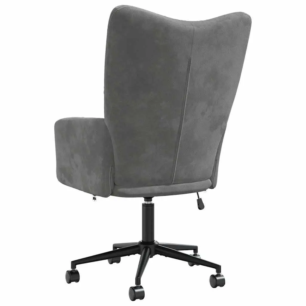 Relaxing Chair Grey Velvet Swivel Adjustable Height