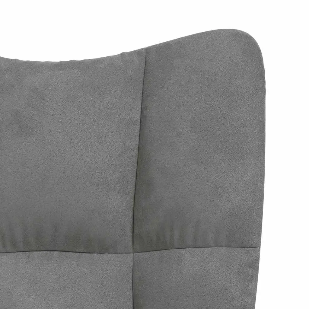 Relaxing Chair Grey Velvet Swivel Adjustable Height