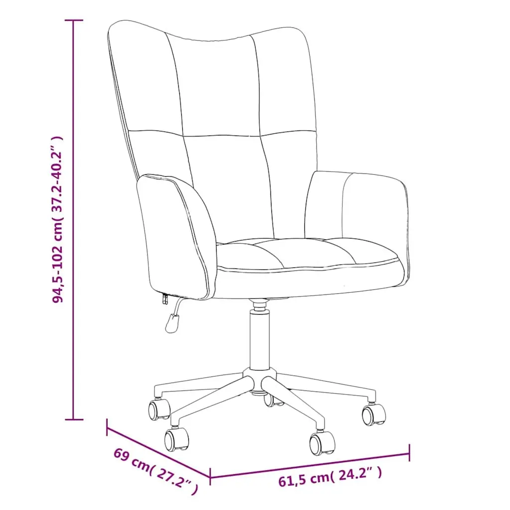 Relaxing Chair Grey Velvet Swivel Adjustable Height