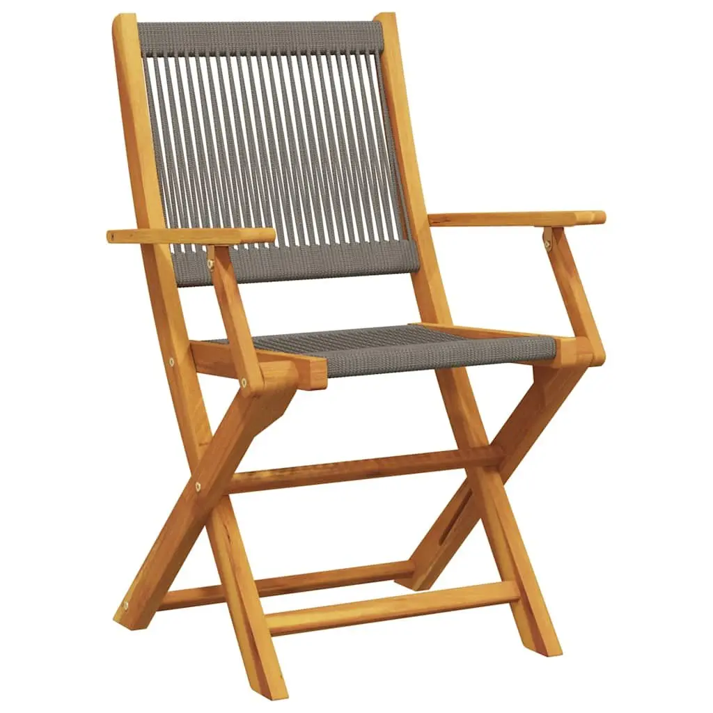 Bistro Set Foldable Grey Outdoor Garden Furniture 3 Piece