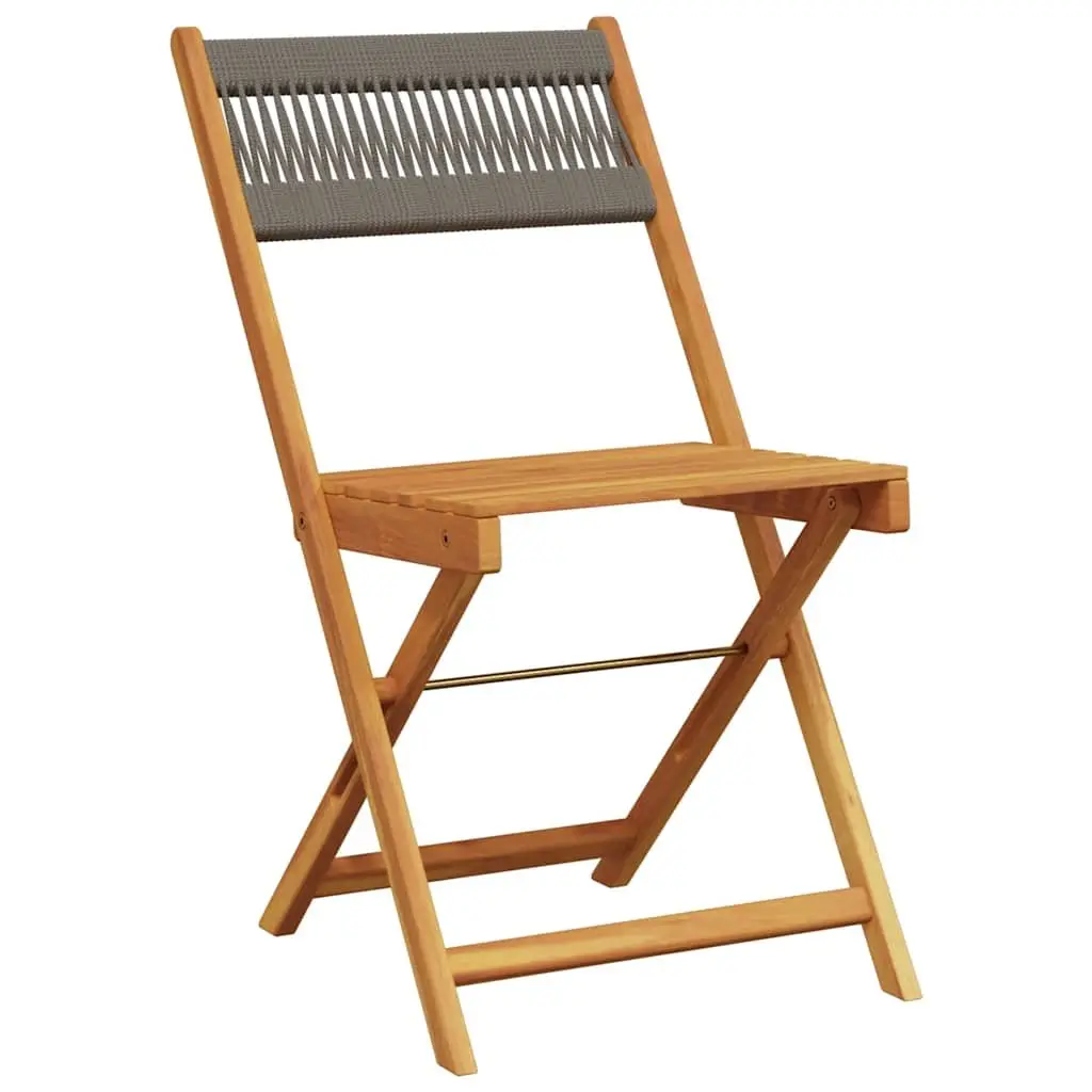 Bistro Set Outdoor Furniture Grey Polypropylene Solid Wood 3 Piece