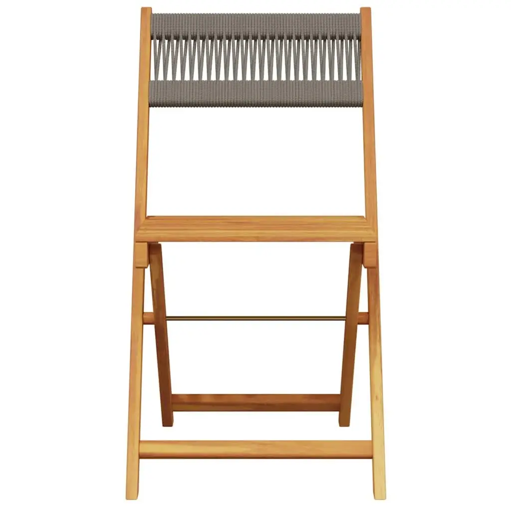 Bistro Set Outdoor Furniture Grey Polypropylene Solid Wood 3 Piece