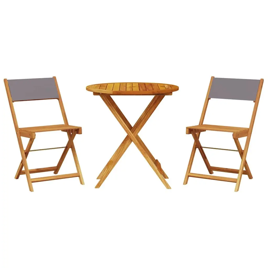 3 Piece Bistro Set Anthracite Outdoor Garden Furniture Foldable Acacia Wood