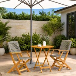 Friendly Grey 3 Piece Bistro Set for Your Outdoor Enjoyment