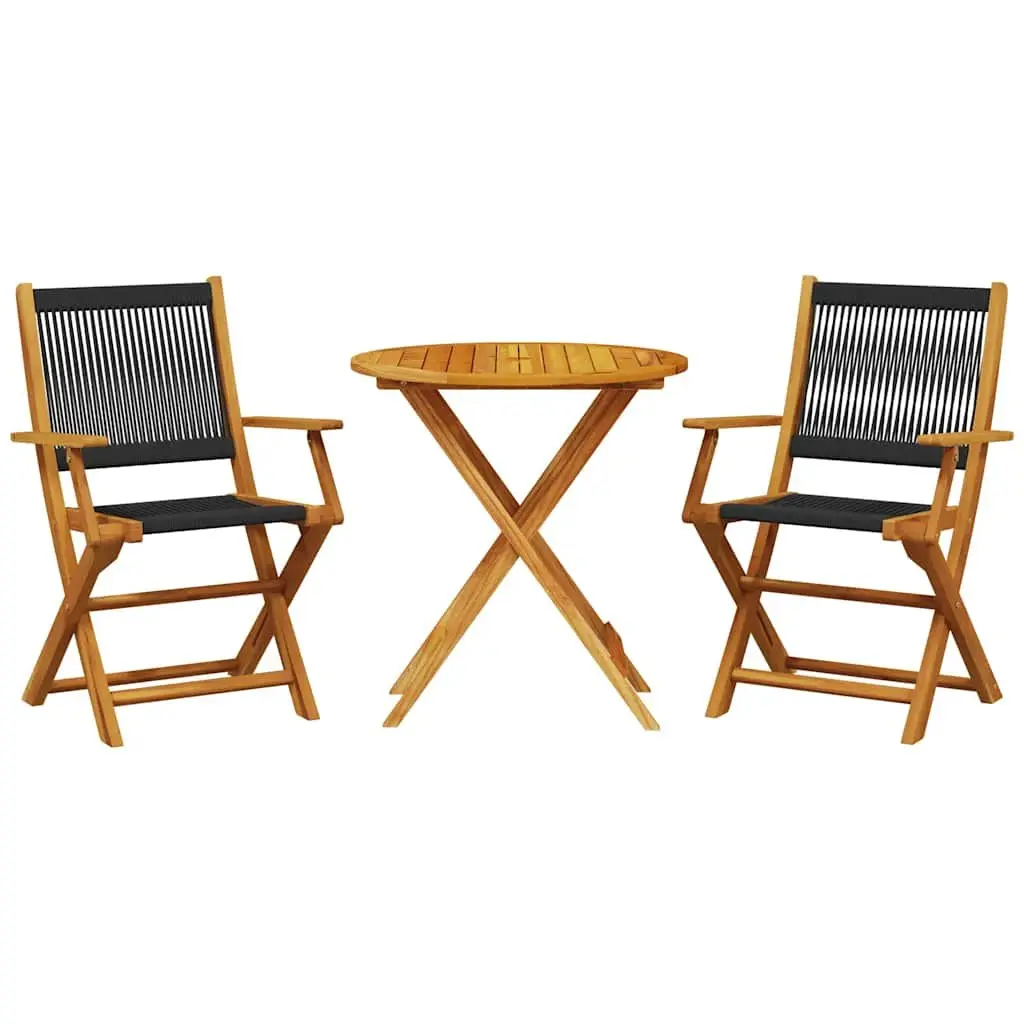 3 Piece Bistro Set Black Foldable Outdoor Garden Furniture