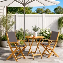 3 Piece Bistro Set Anthracite Outdoor Garden Furniture Solid Wood Folding