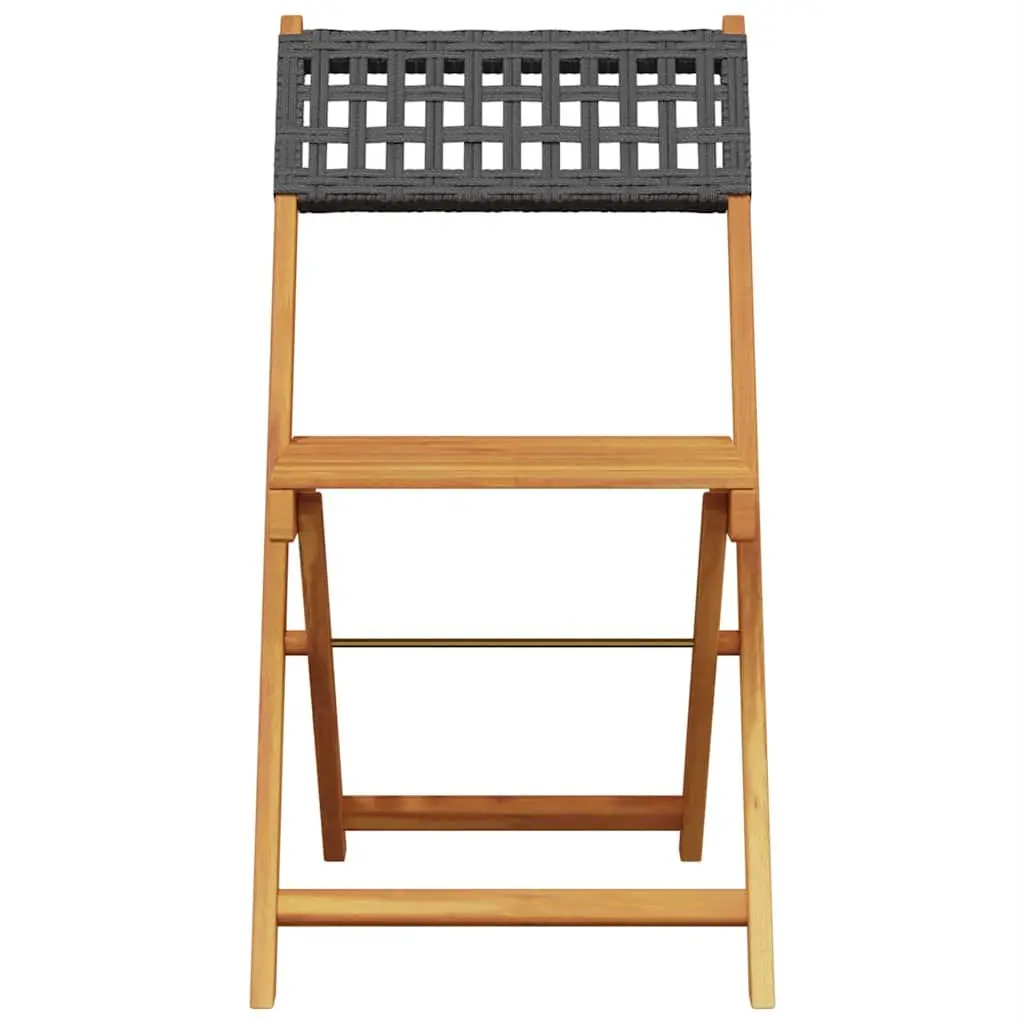3 Piece Bistro Set Outdoor Garden Furniture Black Poly Rattan Solid Wood