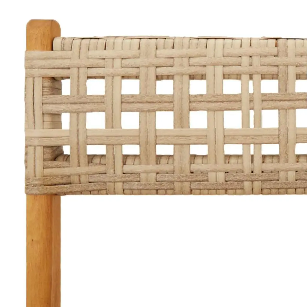 Bistro Set 3 Piece Outdoor Garden Furniture Beige Poly Rattan Wood Folding