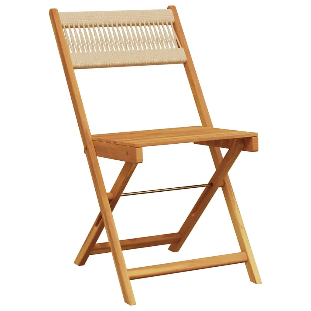 3 Piece Bistro Set Beige Solid Acacia Wood Polypropylene Outdoor Garden Furniture