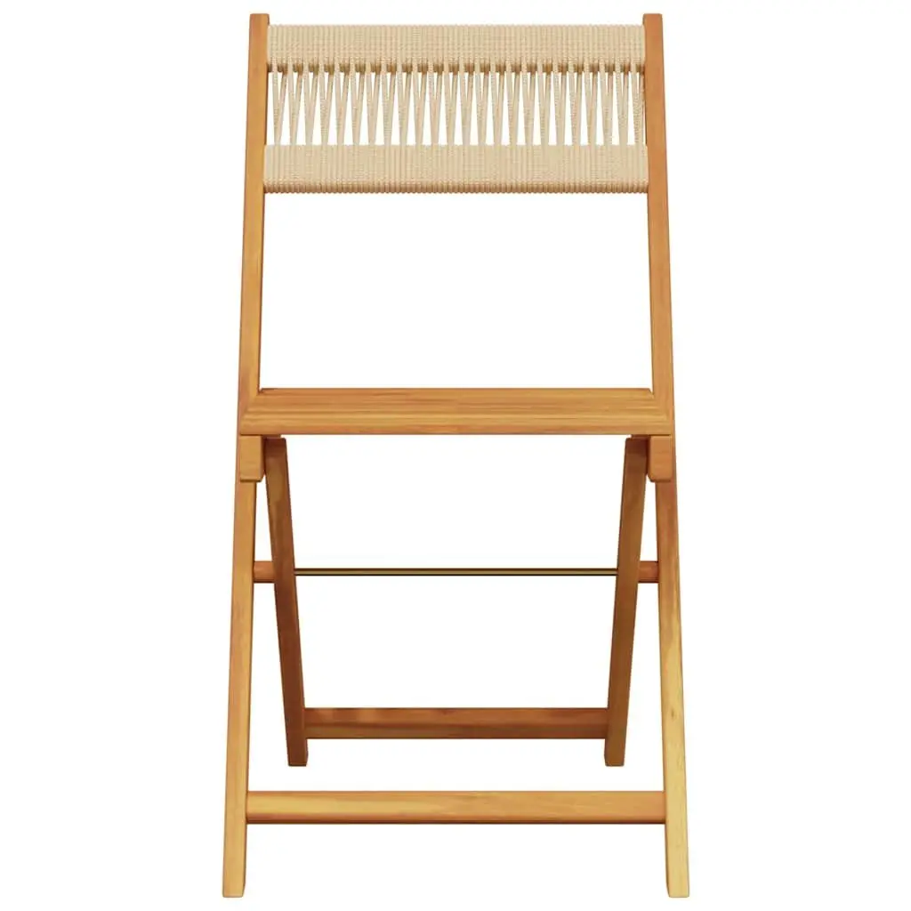3 Piece Bistro Set Beige Solid Acacia Wood Polypropylene Outdoor Garden Furniture