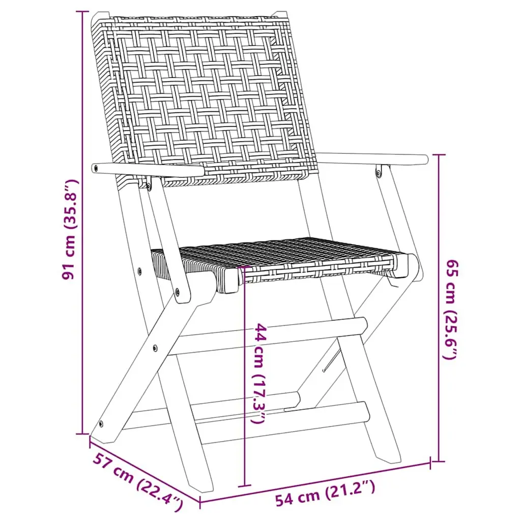 3 Piece Bistro Set Black Poly Rattan Solid Wood Outdoor Furniture