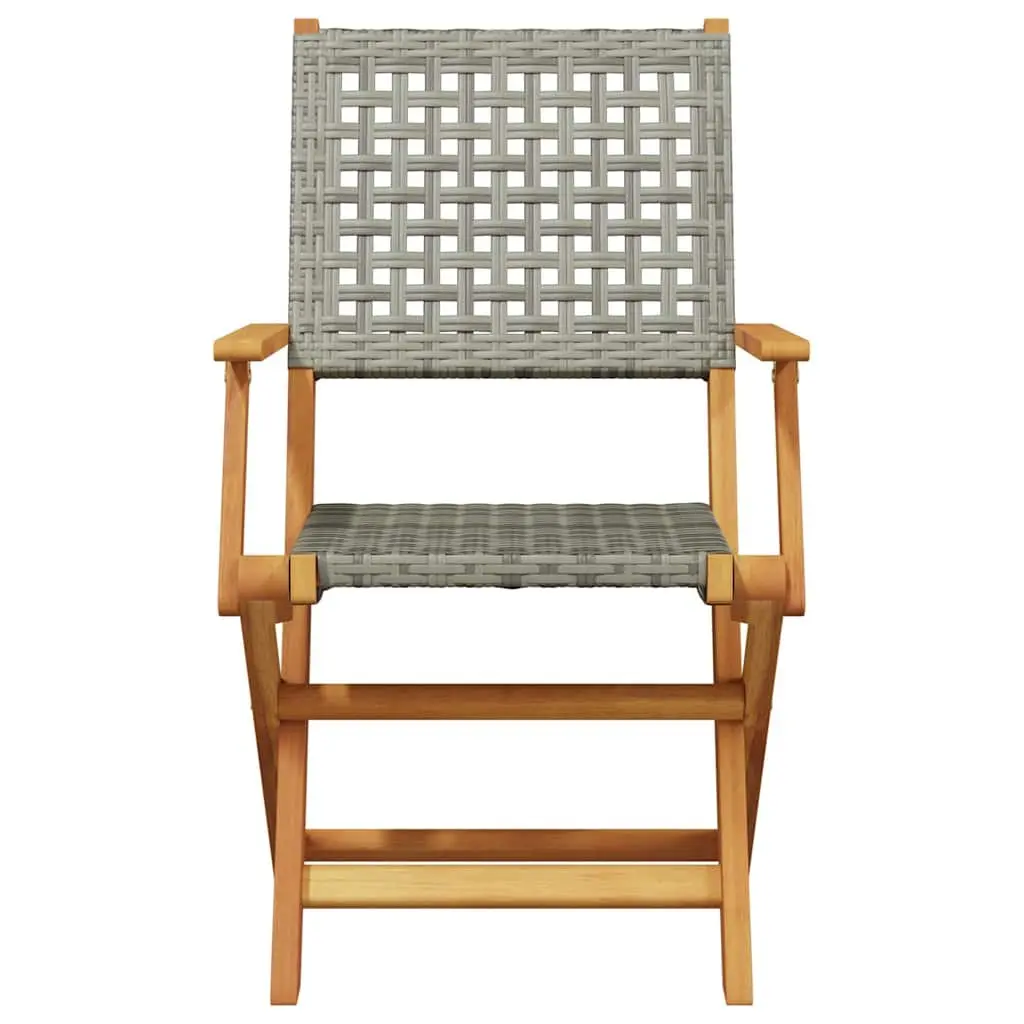 3 Piece Bistro Set Grey Outdoor Garden Furniture Poly Rattan Folding Dining