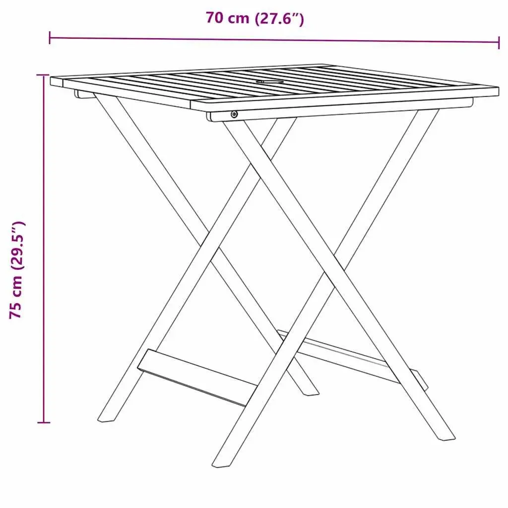 3 Piece Bistro Set Beige Solid Acacia Wood Foldable Outdoor Garden Patio Dining Table Chairs