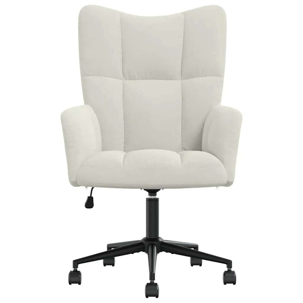 Swivel Armchair Cream Velvet Upholstered Height Adjustable 360 Degree