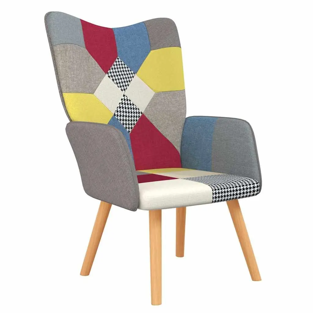 Relaxing Armchair Multicolour Patchwork Fabric Padded Foam Comfortable Lounge