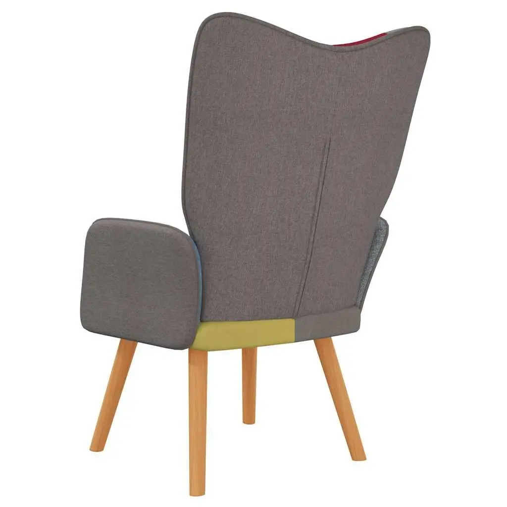 Relaxing Armchair Multicolour Patchwork Fabric Padded Foam Comfortable Lounge