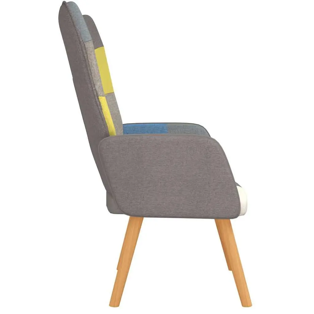 Relaxing Armchair Multicolour Patchwork Fabric Padded Foam Comfortable Lounge