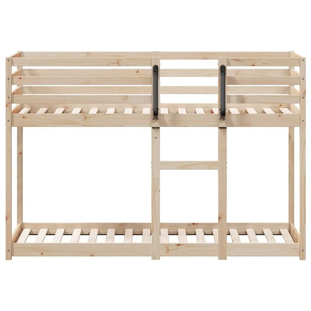 Bunk Bed Single Solid Wood Pine Frame Slatted Base Guardrails Space-Saving