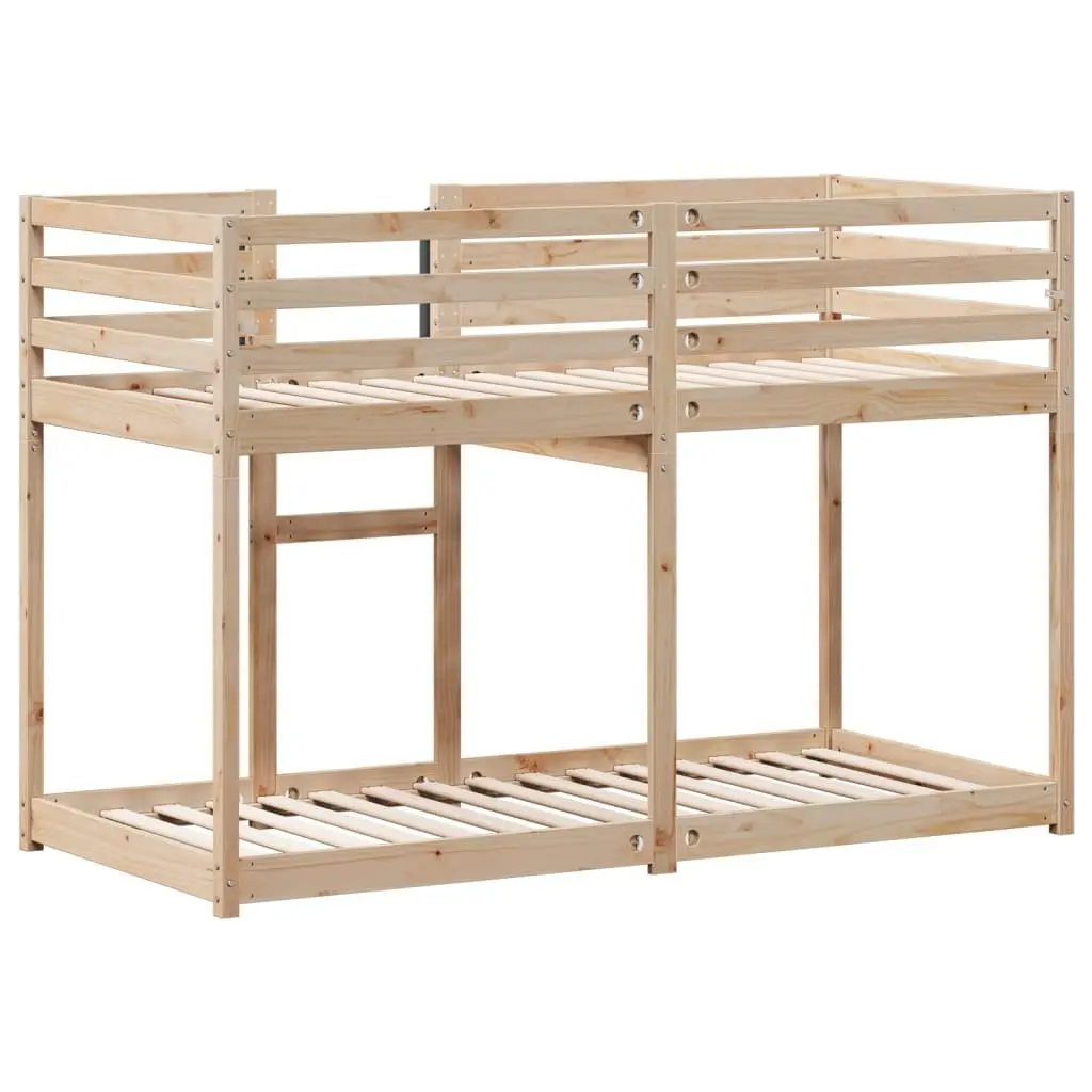 Bunk Bed Single Solid Wood Pine Frame Slatted Base Guardrails Space-Saving