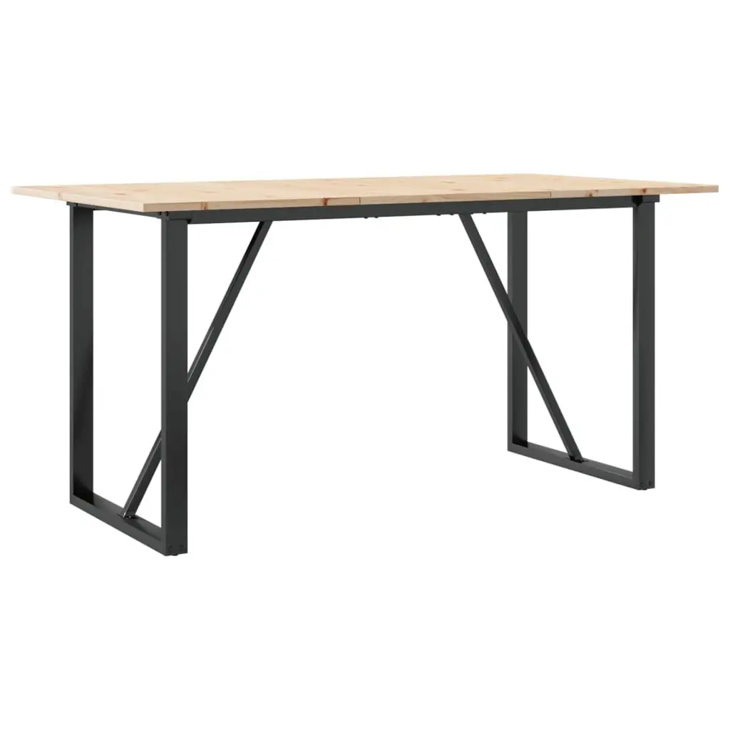 Dining Table Solid Pine Wood Steel O-Frame Rustic 140x80x75 cm Brown