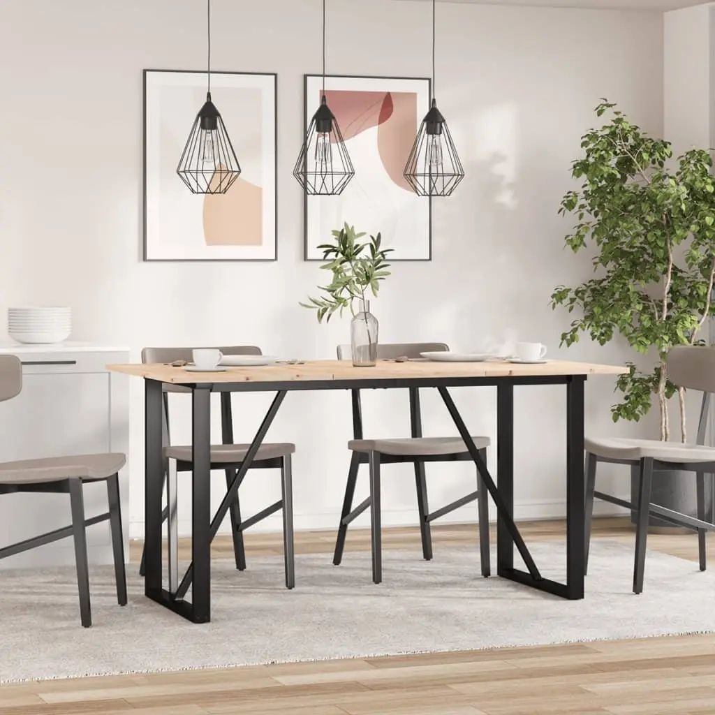 Dining Table Solid Pine Wood Steel O-Frame Rustic 140x80x75 cm Brown