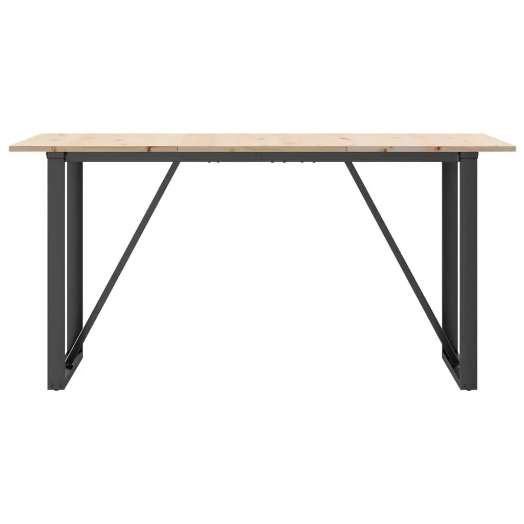 Dining Table Solid Pine Wood Steel O-Frame Rustic 140x80x75 cm Brown