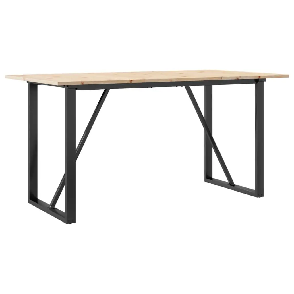 Dining Table O-Frame 160x80x75 cm Solid Wood Pine Steel Kitchen Brown