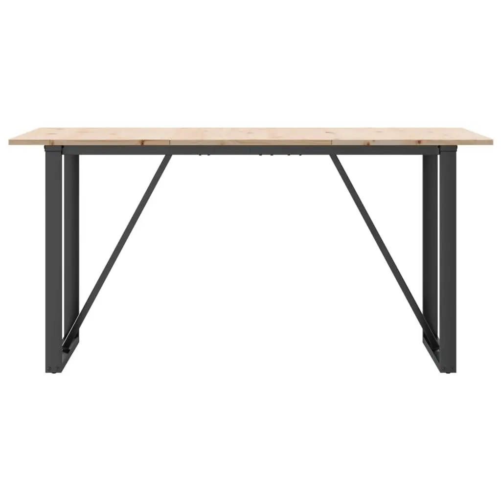Dining Table O-Frame 160x80x75 cm Solid Wood Pine Steel Kitchen Brown