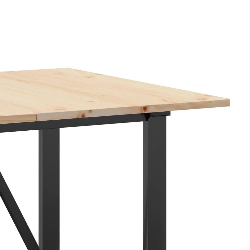 Dining Table O-Frame 160x80x75 cm Solid Wood Pine Steel Kitchen Brown