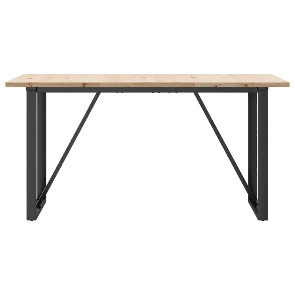 Dining Table O-Frame Solid Wood Pine Steel 140x80cm Sturdy Brown