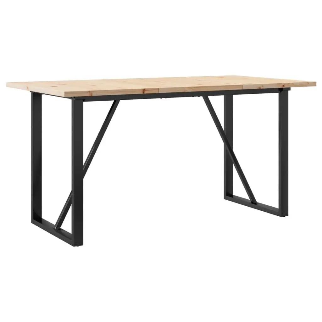 Dining Table O-Frame Solid Wood Pine Steel 140x80cm Sturdy Brown