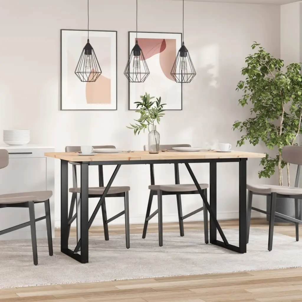 Dining Table O-Frame 160x80x75.5 cm Solid Wood Pine and Steel Brown Kitchen