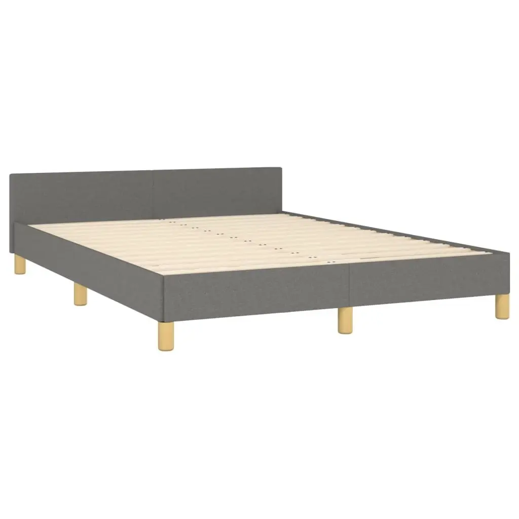 Double Bed Frame Grey Fabric Headboard 137x187cm Bedroom Furniture Platform
