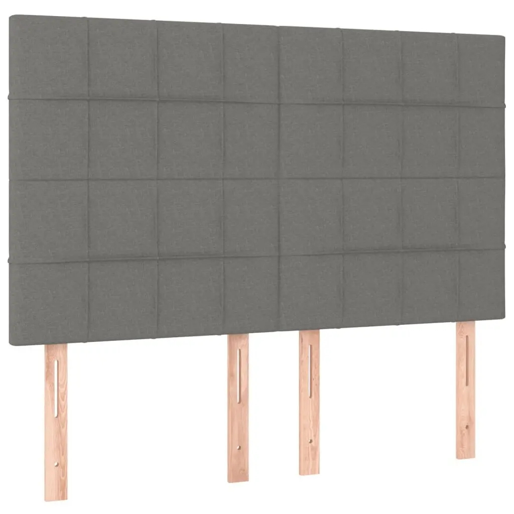 Double Bed Frame Grey Fabric Headboard 137x187cm Bedroom Furniture Platform