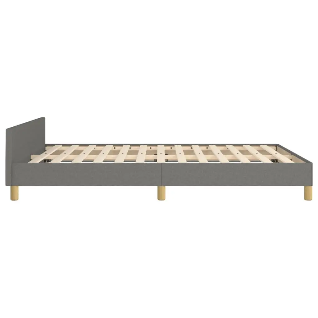 Double Bed Frame Grey Fabric Headboard 137x187cm Bedroom Furniture Platform